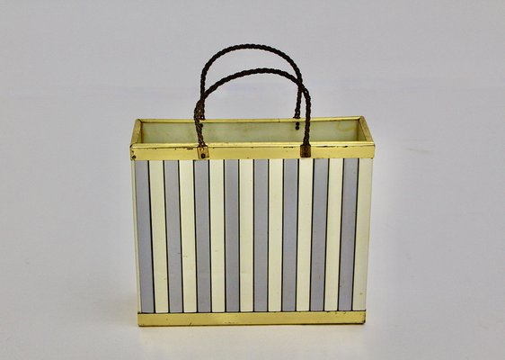 Vintage Newspaper Rack in Brass & Chromed Metal, Italy, 1970s-NB-953943