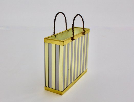 Vintage Newspaper Rack in Brass & Chromed Metal, Italy, 1970s-NB-953943