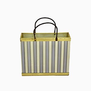 Vintage Newspaper Rack in Brass & Chromed Metal, Italy, 1970s-NB-953943