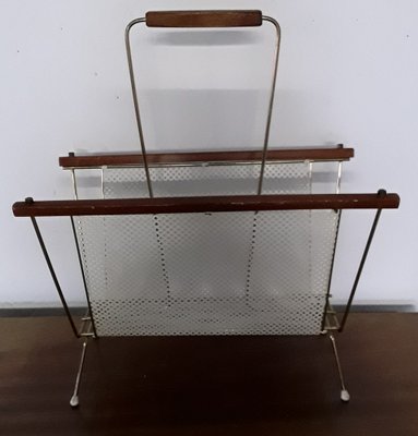 Vintage Newspaper Stand with Brass Frame, 1970s-HOI-1004663