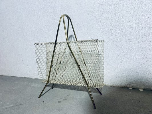 Vintage Newspaper Stands in Brass and Lacquered Metal Grille, 1950s-PYR-1720862