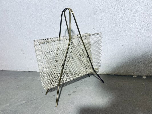 Vintage Newspaper Stands in Brass and Lacquered Metal Grille, 1950s-PYR-1720862