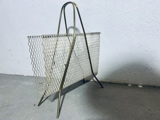 Vintage Newspaper Stands in Brass and Lacquered Metal Grille, 1950s-PYR-1720862