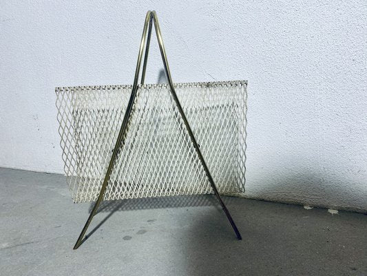 Vintage Newspaper Stands in Brass and Lacquered Metal Grille, 1950s-PYR-1720862