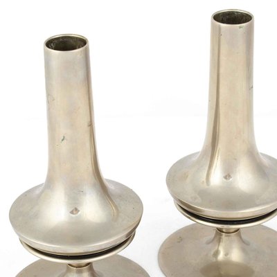 Vintage Nickel-Plated Candleholders, Germany, Set of 2-ZCI-752549