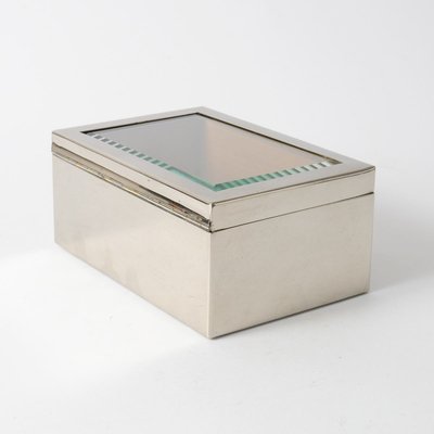 Vintage Nickel-Plated Cigarette Box, 1930s-IXK-848454