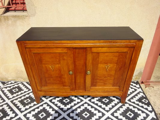 Vintage Oak and Veneer Sideboard with Gold Handles, 1950s-ABK-2032335