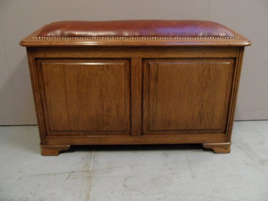 Vintage Oak Bench with Cabinet, 1920s-PNJ-1801978