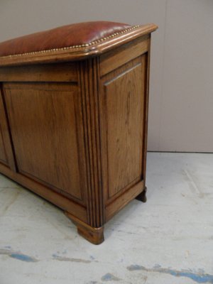 Vintage Oak Bench with Cabinet, 1920s-PNJ-1801978