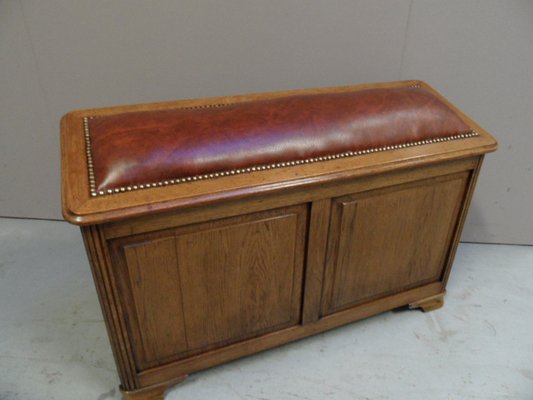 Vintage Oak Bench with Cabinet, 1920s-PNJ-1801978