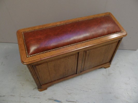 Vintage Oak Bench with Cabinet, 1920s-PNJ-1801978