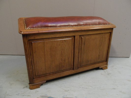 Vintage Oak Bench with Cabinet, 1920s-PNJ-1801978