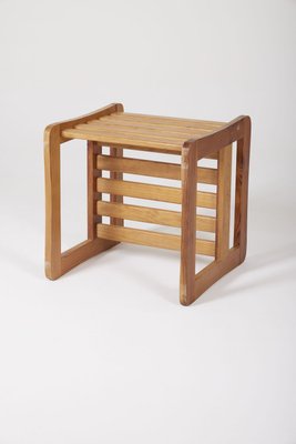 Vintage Oak Stool by Marcel Gascoin-QAC-2021363