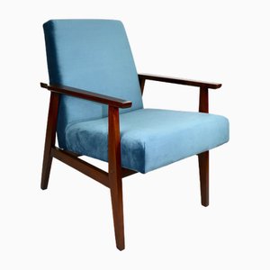 Vintage Ocean Blue Fox Easy Chair, 1970s-UJQ-2036239