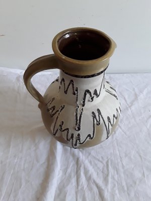 Vintage Olive Green, White, and Black Fat Lava Ceramic Nr. 1809/25 Pitcher from Jopeko, 1970s-HOI-636081