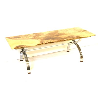 Vintage Onyx Coffee Table with Chrome Base, 1970s-XID-1398885