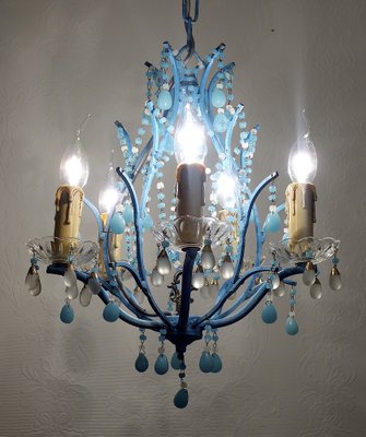 Vintage Opalin Glass Drops Chandelier, 1980-NGU-1820773