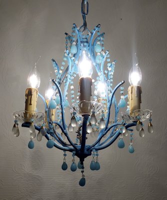 Vintage Opalin Glass Drops Chandelier, 1980-NGU-1820773