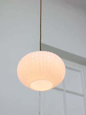 Vintage Opaline & Brass Pendant Lamp-HGJ-974852