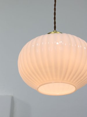 Vintage Opaline & Brass Pendant Lamp-HGJ-974852