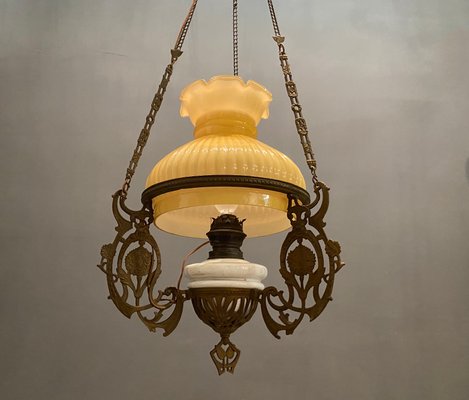 Vintage Opaline Bronze Pendant Lamp, 1950s-JJC-684344