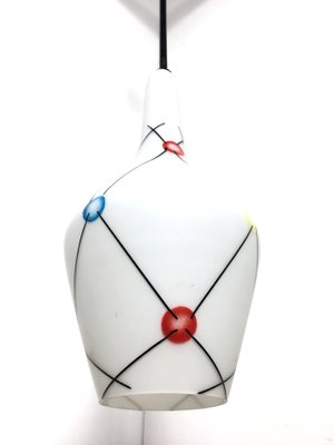 Vintage Opaline Glass Pendant Lamp, 1960s-FQG-1721536