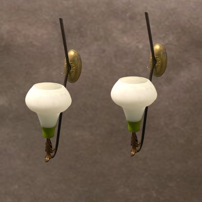 Vintage Opaline Glass Sconces, 1950s, Set of 2-JJC-1754248