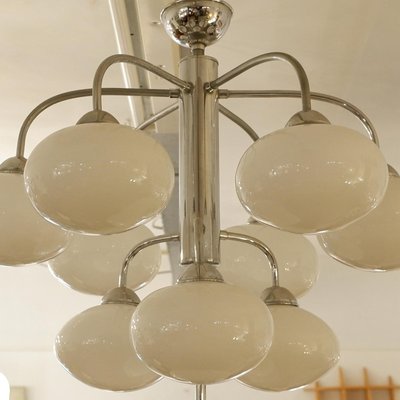 Vintage Opaline Glass Sputnik Chandelier with 10 Lights, 1960s-NYF-2018909