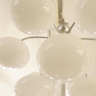 Vintage Opaline Glass Sputnik Chandelier with 10 Lights, 1960s-NYF-2018909