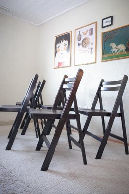 Vintage Painted Black Folding Chairs, Set of 5-BHX-1733133