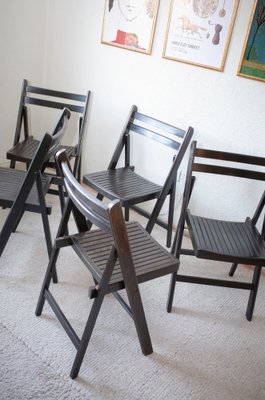 Vintage Painted Black Folding Chairs, Set of 5-BHX-1733133