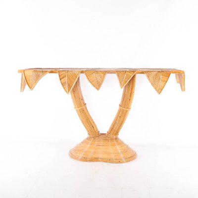 Vintage Palmtree Console Table in Rattan-DSC-2018081