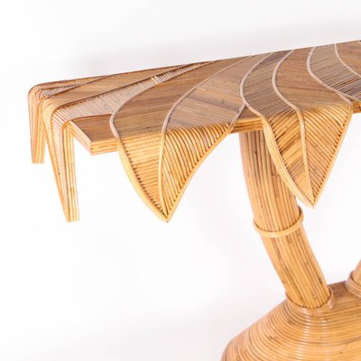 Vintage Palmtree Console Table in Rattan-DSC-2018081