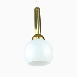 Vintage Pendant Lamp in Metal and Opaline-HGJ-1299390