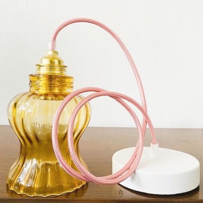 Vintage Pendant Light in Yellow & Pink Glass-BMU-1807720