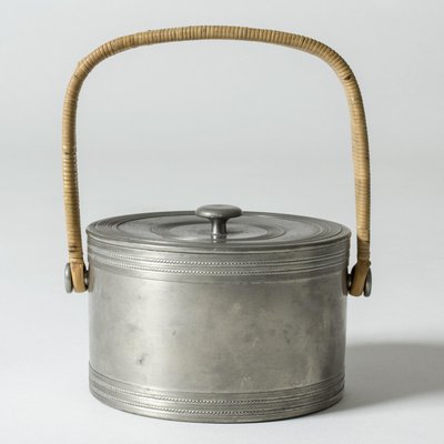 Vintage Pewter and Rattan Jar by Estrid Ericson From Svenskt Tenn-NL-1081223