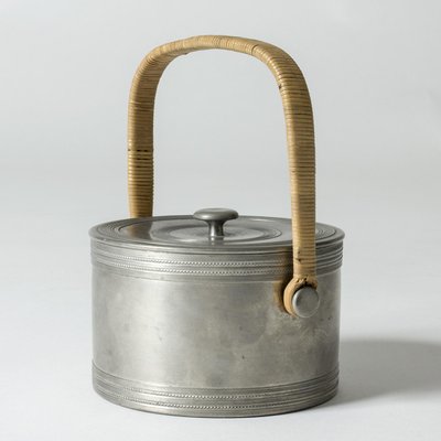 Vintage Pewter and Rattan Jar by Estrid Ericson From Svenskt Tenn-NL-1081223