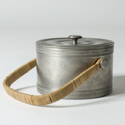 Vintage Pewter and Rattan Jar by Estrid Ericson From Svenskt Tenn-NL-1081223