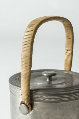 Vintage Pewter and Rattan Jar by Estrid Ericson From Svenskt Tenn-NL-1081223