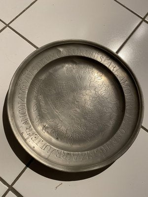 Vintage Pewter Wedding Plate-TEP-1453430