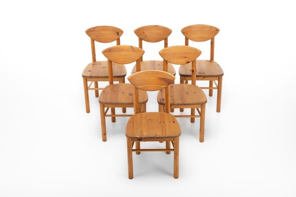 Vintage Pine Dining Chairs, 1970s, Set of 6-RNH-1789413