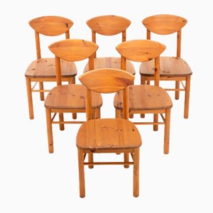 Vintage Pine Dining Chairs, 1970s, Set of 6-RNH-1789413