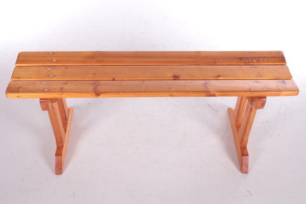 Vintage Pine Wooden Bench, France-EZZ-1130404