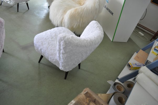 Vintage Pink Faux Fur Cocktail Chair, 1950s-OXJ-1703850