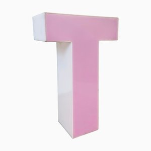 Vintage Pink Illuminated Letter T, 1970s-CGF-1757953