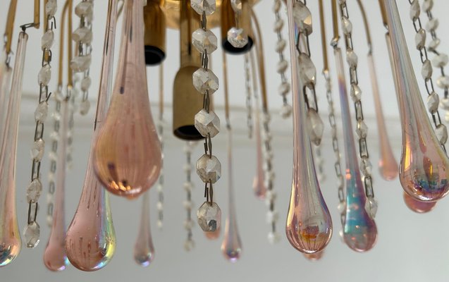 Vintage Pink Raindrops Murano Chandelier, 1980s-OVO-1764160