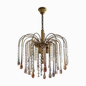 Vintage Pink Raindrops Murano Chandelier, 1980s-OVO-1764160