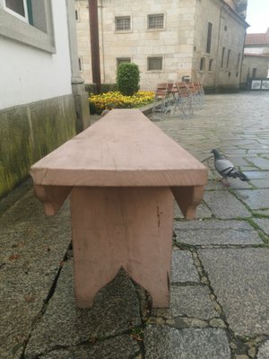 Vintage Pink Wood Bench, 1960s-GEL-1431693