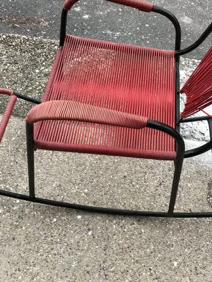 Vintage Plastic and String Rocking Chair, 1960s-OXJ-1726459