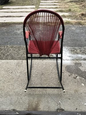 Vintage Plastic and String Rocking Chair, 1960s-OXJ-1726459